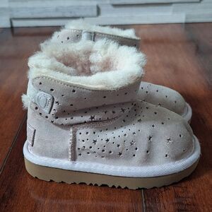 Toddler Pink silver Bling UGG Boots booties leather suede Size 7
